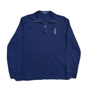 Polo Ralph Lauren Polo Bear Knit Quarter Zip Sweater Men’s Small Navy Estate Rib